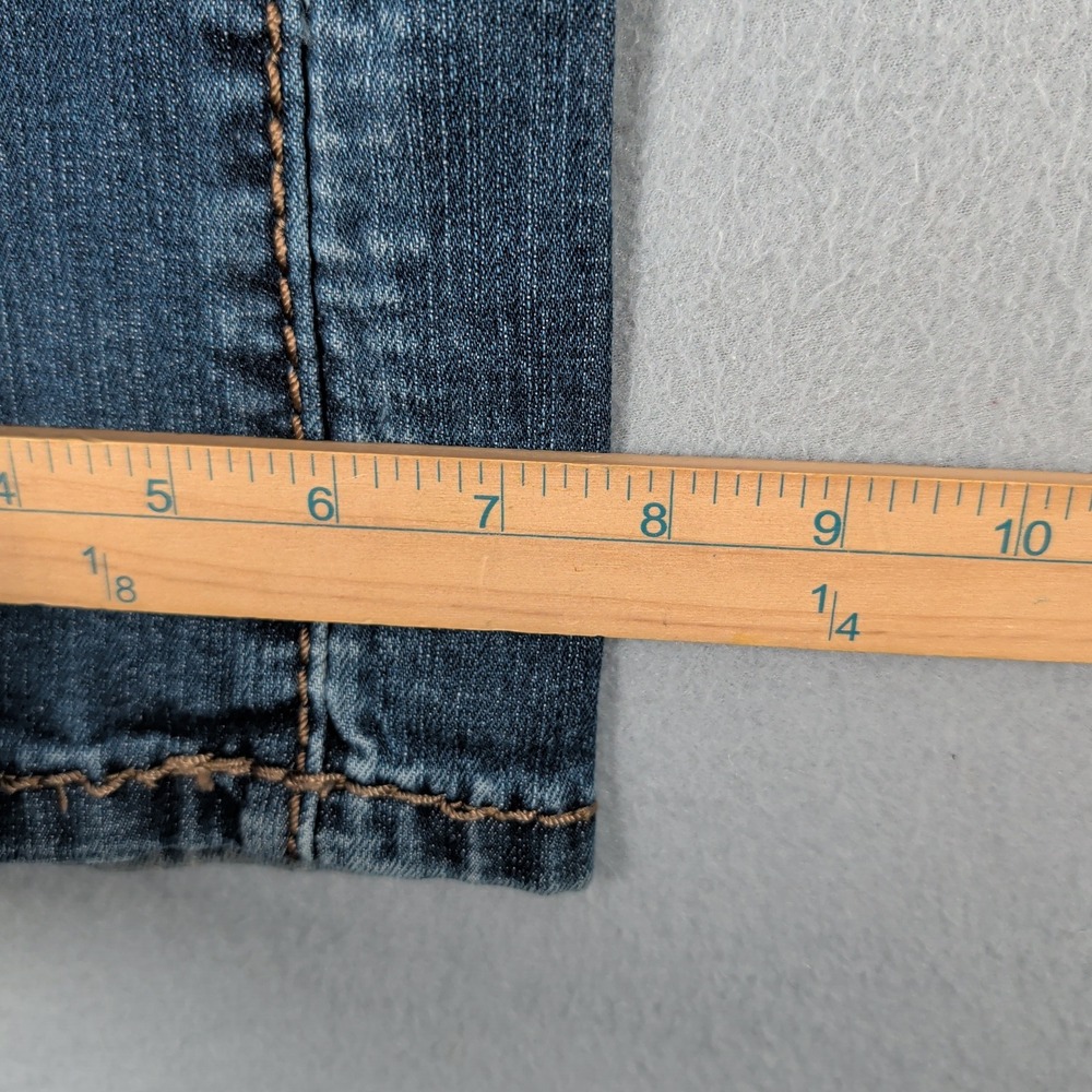 Miss Chic Jeans Womens 3 Blue Denim Low Rise Bootcut Embellished Flap Pocket - Picture 8 of 16